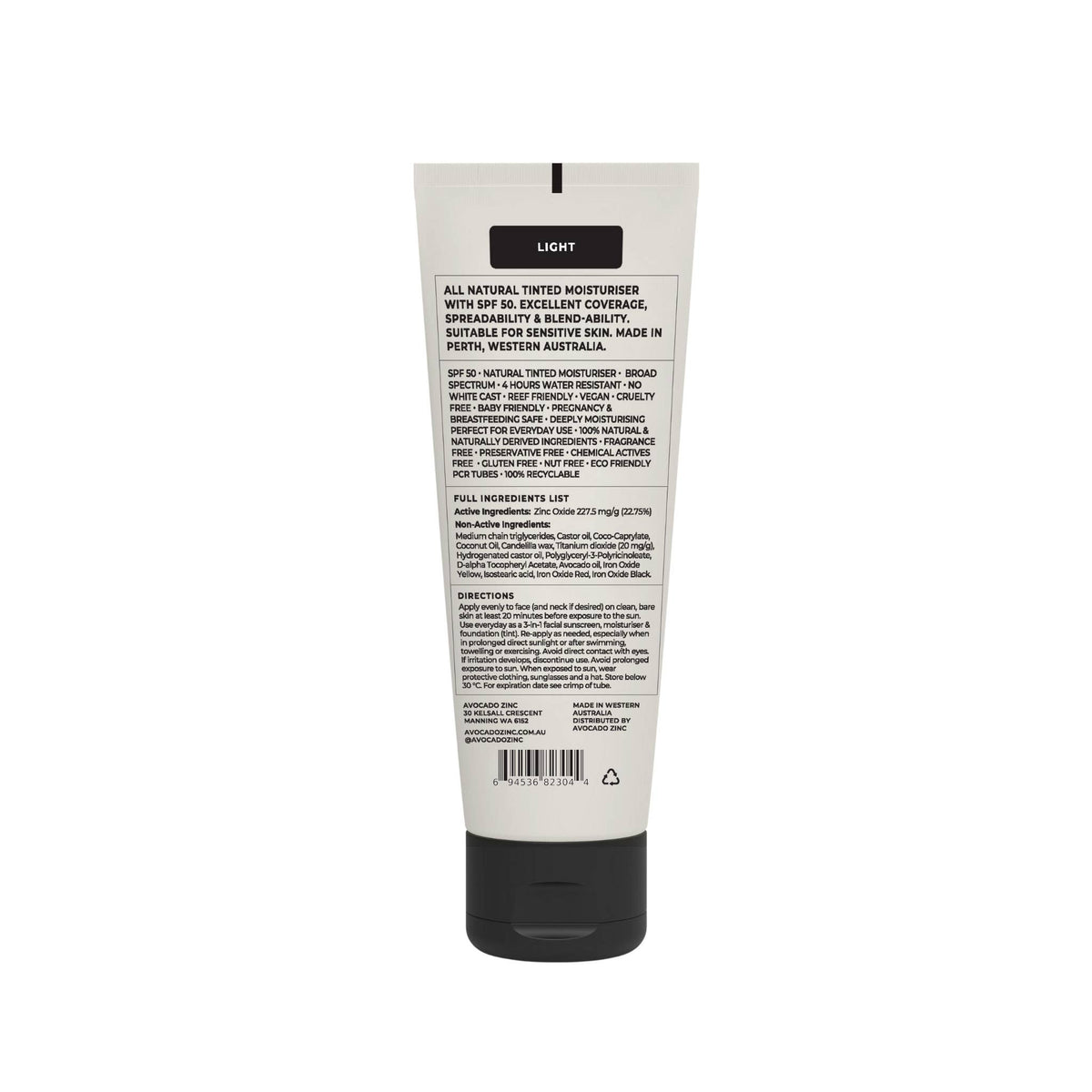 Avocado Zinc - SPF 50 Natural Tinted Moisturiser - Light