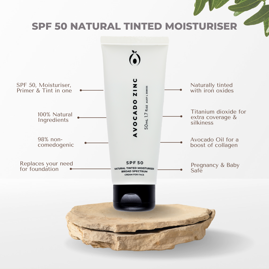 Avocado Zinc - SPF 50 Natural Tinted Moisturiser - Light-Medium